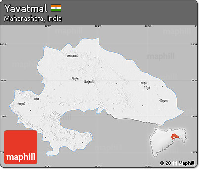 Gray Map of Yavatmal, single color outside