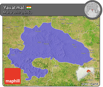 Political Map of Yavatmal, satellite outside