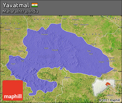 Political Map of Yavatmal, satellite outside