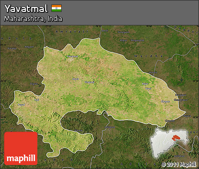 Satellite Map of Yavatmal, darken