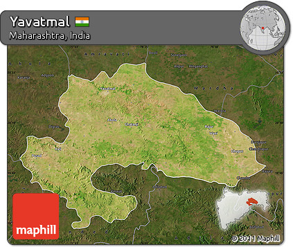 Satellite Map of Yavatmal, darken