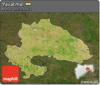 Satellite Map of Yavatmal, darken