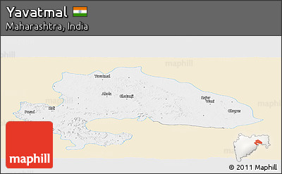 Classic Style Panoramic Map of Yavatmal, single color outside