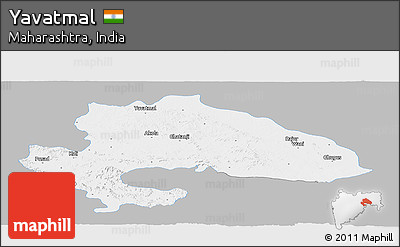 Gray Panoramic Map of Yavatmal, single color outside