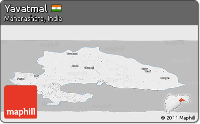 Gray Panoramic Map of Yavatmal, single color outside