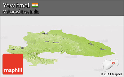 Physical Panoramic Map of Yavatmal, cropped outside