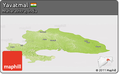 Physical Panoramic Map of Yavatmal, cropped outside