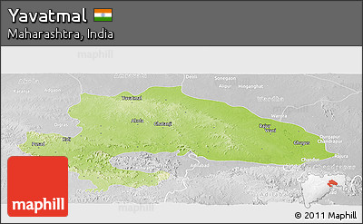 Physical Panoramic Map of Yavatmal, lighten, desaturated