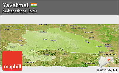 Physical Panoramic Map of Yavatmal, satellite outside