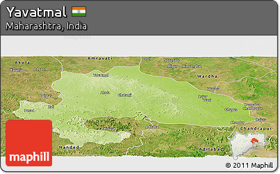 Physical Panoramic Map of Yavatmal, satellite outside