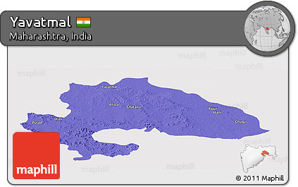 Political Panoramic Map of Yavatmal, cropped outside
