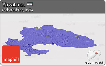 Political Panoramic Map of Yavatmal, cropped outside