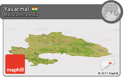 Satellite Panoramic Map of Yavatmal, cropped outside