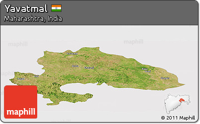 Satellite Panoramic Map of Yavatmal, cropped outside