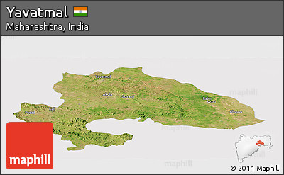 Satellite Panoramic Map of Yavatmal, cropped outside