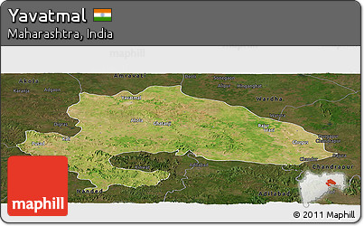 Satellite Panoramic Map of Yavatmal, darken