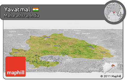 Satellite Panoramic Map of Yavatmal, lighten, desaturated