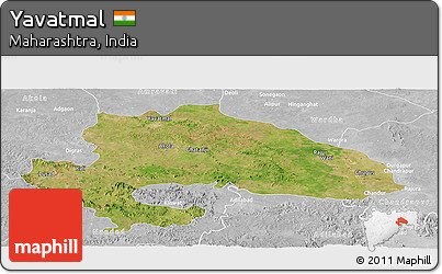 Satellite Panoramic Map of Yavatmal, lighten, desaturated