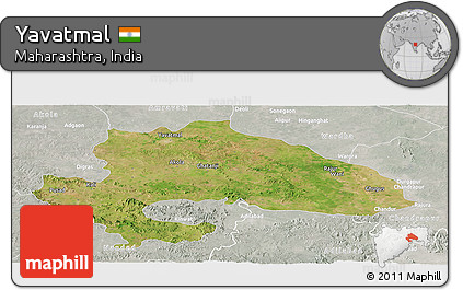 Satellite Panoramic Map of Yavatmal, lighten, semi-desaturated