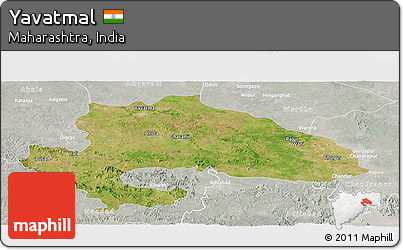 Satellite Panoramic Map of Yavatmal, lighten, semi-desaturated