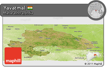 Satellite Panoramic Map of Yavatmal, physical outside