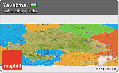 Satellite Panoramic Map of Yavatmal, political outside