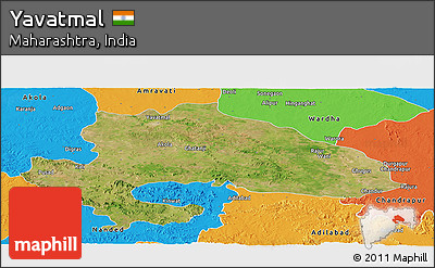 Satellite Panoramic Map of Yavatmal, political outside