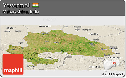 Satellite Panoramic Map of Yavatmal, shaded relief outside