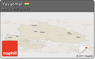 Shaded Relief Panoramic Map of Yavatmal, lighten