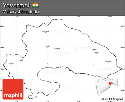 Blank Simple Map of Yavatmal, cropped outside