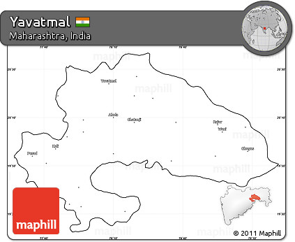 Blank Simple Map of Yavatmal, cropped outside