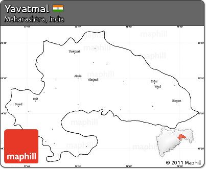 Blank Simple Map of Yavatmal, cropped outside