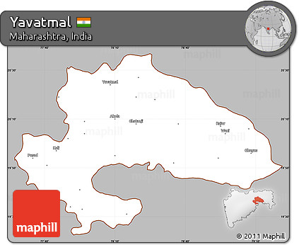 Gray Simple Map of Yavatmal, cropped outside