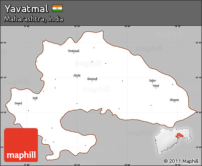 Gray Simple Map of Yavatmal, cropped outside
