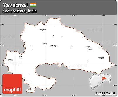 Gray Simple Map of Yavatmal, cropped outside