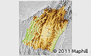 Physical 3D Map of Manipur, lighten, desaturated