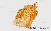 Political Shades 3D Map of Manipur, cropped outside