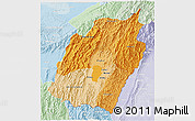 Political Shades 3D Map of Manipur, lighten