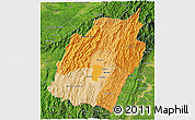 Political Shades 3D Map of Manipur, satellite outside
