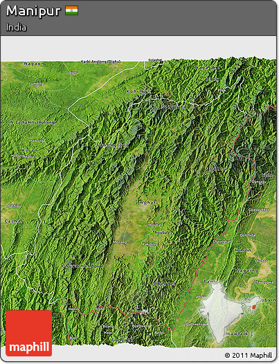 Satellite 3D Map of Manipur