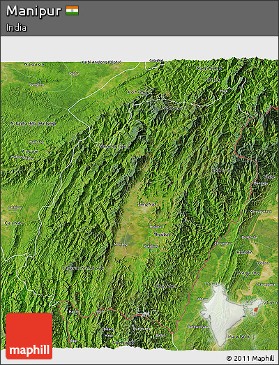 Satellite 3D Map of Manipur