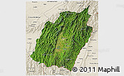 Satellite 3D Map of Manipur, shaded relief outside