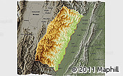Physical 3D Map of Chandel, darken, semi-desaturated