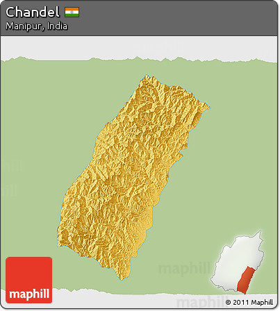 Savanna Style 3D Map of Chandel, single color outside