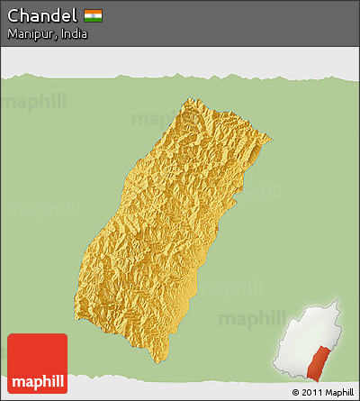 Savanna Style 3D Map of Chandel, single color outside