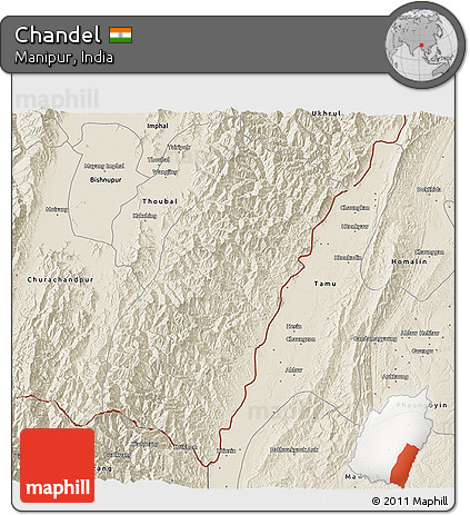 Shaded Relief 3D Map of Chandel