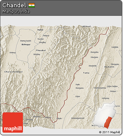 Shaded Relief 3D Map of Chandel