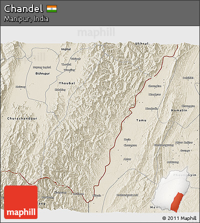 Shaded Relief 3D Map of Chandel