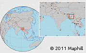 Gray Location Map of Chandel, within the entire country