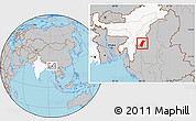 Gray Location Map of Chandel, highlighted country